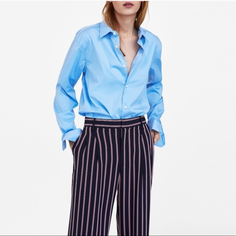 NWT ZARA Striped Wide Leg Trousers